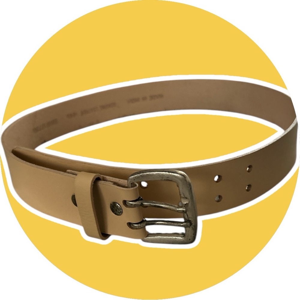 Genuine Light Tan Leather Belt, Made India, Size Medium 30-34 Exc.Cond..
